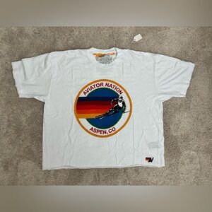 AVIATOR NATION WOMENS XL SIGNATURE BOYFRIEND TEE - WHITE BNWT